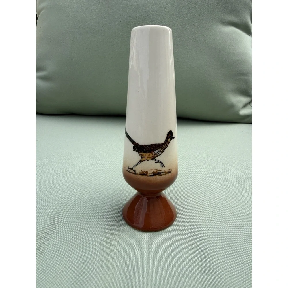 Vintage Dobe of Arizona Roadrunner Bud Vase Southwestern Pottery
